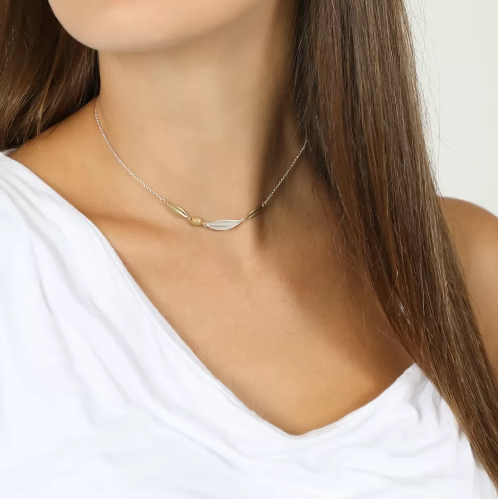 Women Folli Follie Necklaces^Anima Olea Bi-Color Choker Necklace With Leaves And Olive Motif