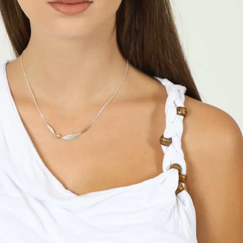 Women Folli Follie Necklaces^Anima Olea Bi-Color Choker Necklace With Leaves And Olive Motif