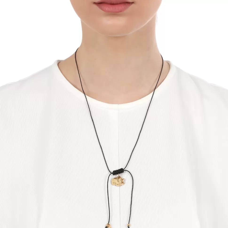 Women Folli Follie Necklaces^Fashionable.Me Cord Necklace With Gold Plated Elephant Motif