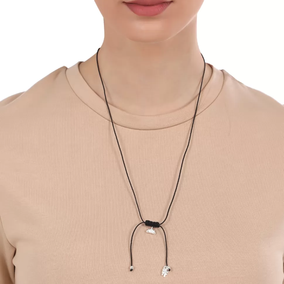 Women Folli Follie Necklaces^Fashionable.Me Cord Necklace With Silver Croissant Motif
