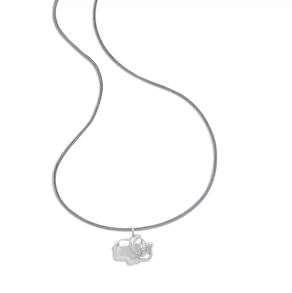 Women Folli Follie Necklaces^Fashionable.Me Grey Cord Necklace With Silver Elephant Motif