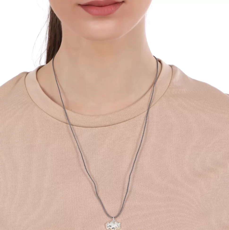 Women Folli Follie Necklaces^Fashionable.Me Grey Cord Necklace With Silver Elephant Motif