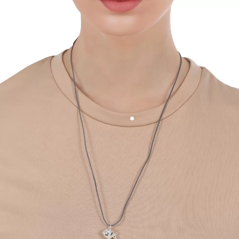 Women Folli Follie Necklaces^Fashionable.Me Grey Cord Necklace With Silver Fish Motif