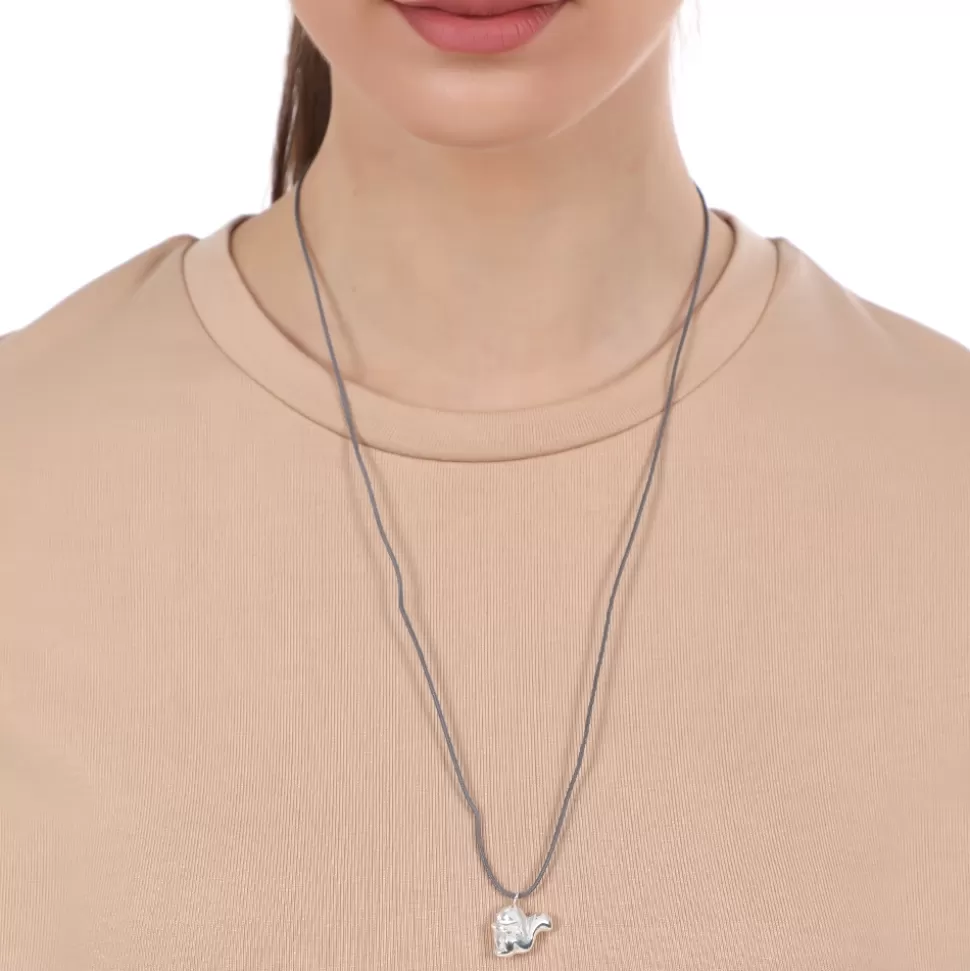 Women Folli Follie Necklaces^Fashionable.Me Grey Cord Necklace With Silver Squirrel Motif