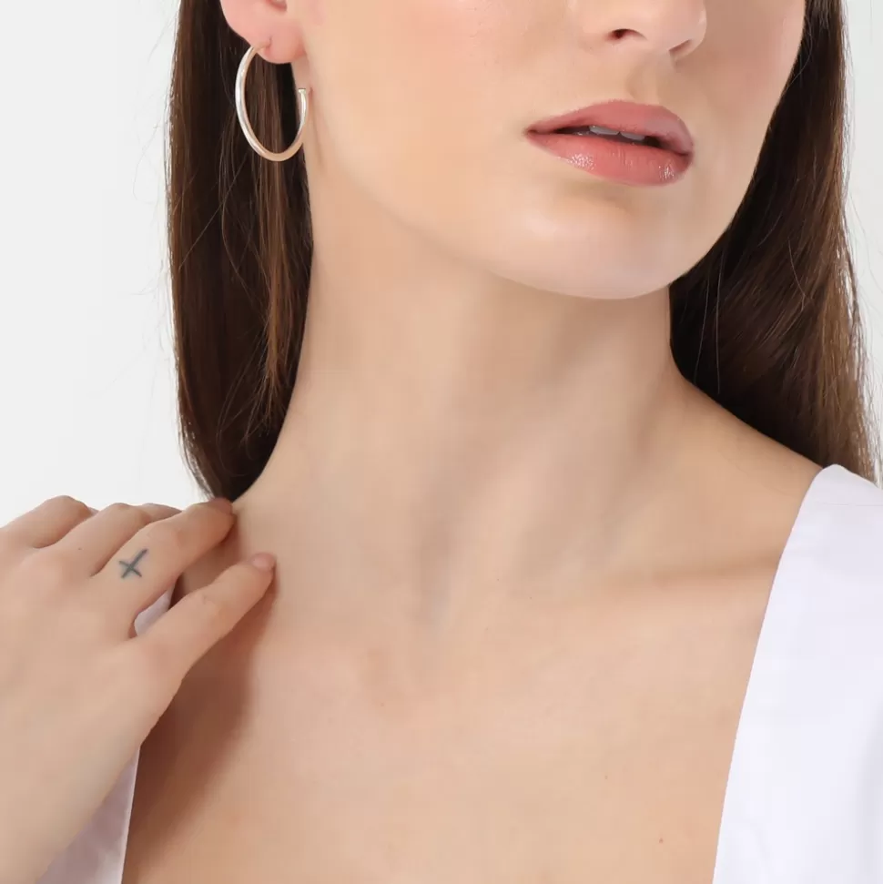 Women Folli Follie Earrings^Fashionable.Me Medium Silver Hoops With Sphere And Blue Round Charms