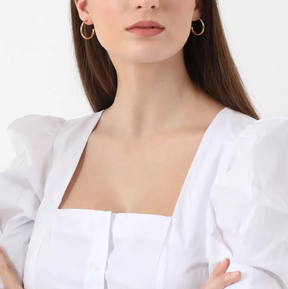 Women Folli Follie Earrings^Fashionable.Me Small Gold Plated Hoops With Heart And Key Charms