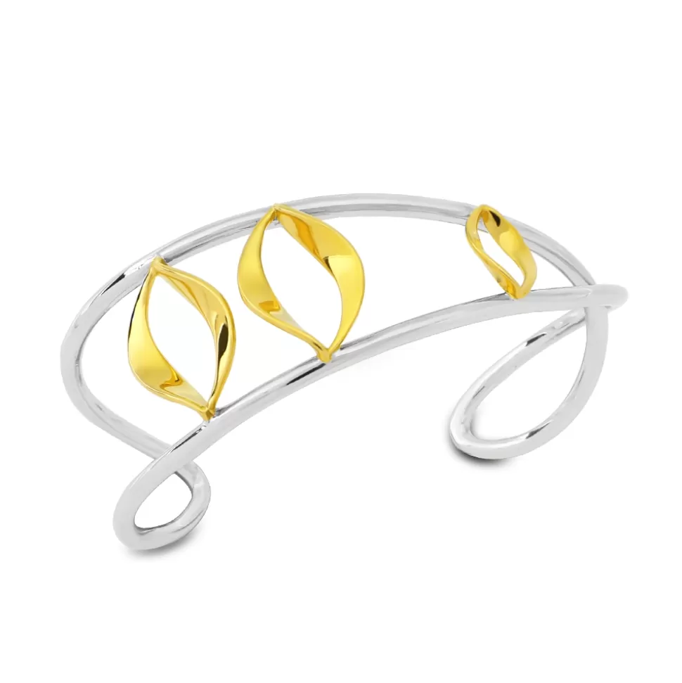 Women Folli Follie Bracelets^Flaming Soul Silvery Bangle With Triple Flame Motif In Gold Plating