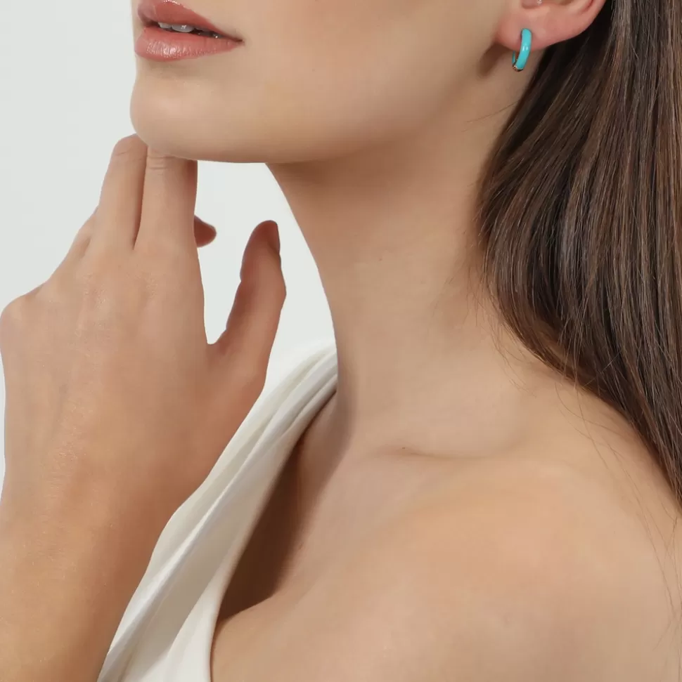 Women Folli Follie Earrings^Mare Bello Gold Plated Hoops Withenamel And Sea Horse