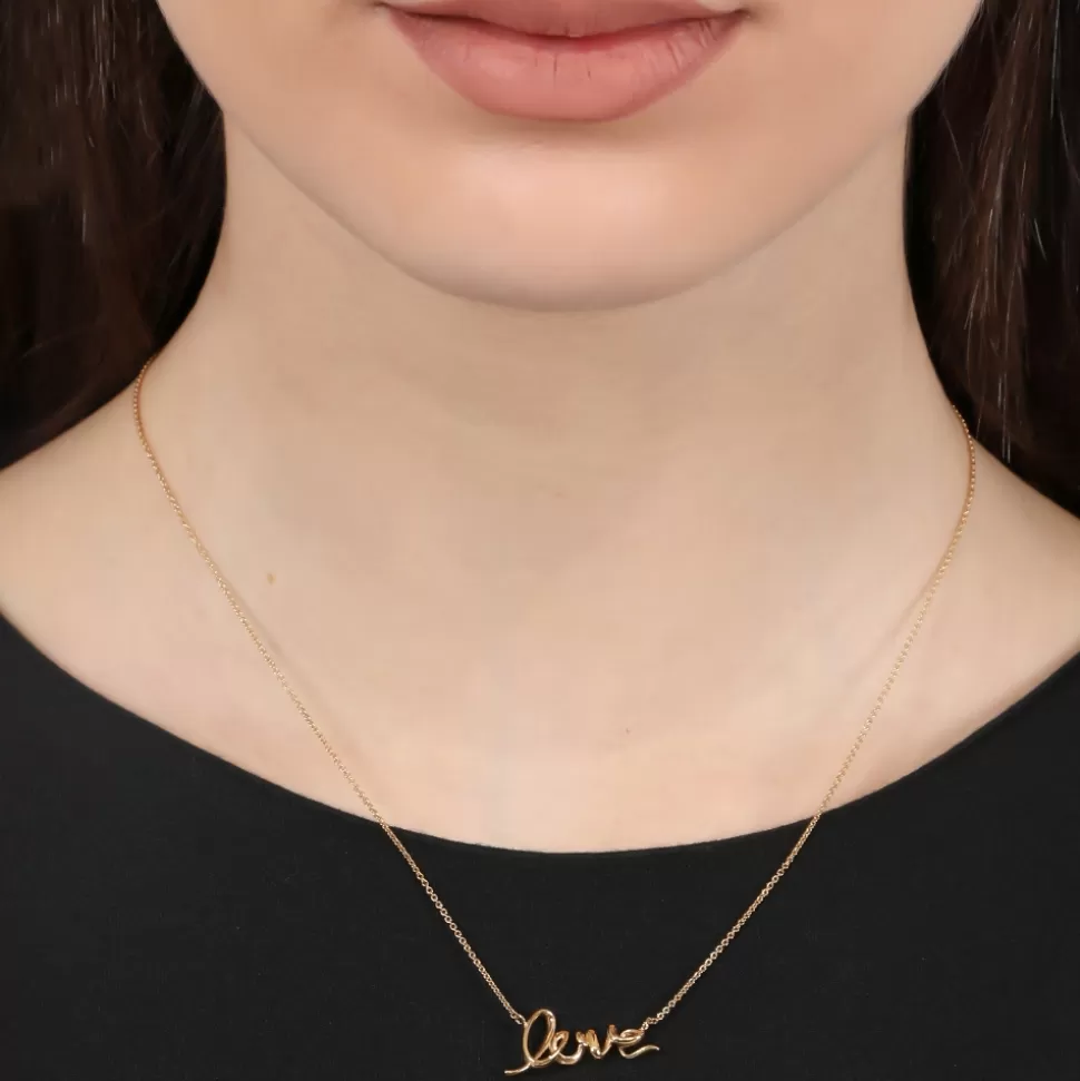 Women Folli Follie Necklaces^Melting Heart Short Gold Plated Necklace With Love Motif