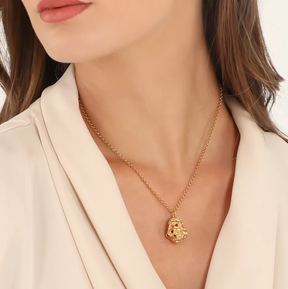 Women Folli Follie Necklaces^Oh Honey Short Gold Plated Necklace With Honeycomb Motif
