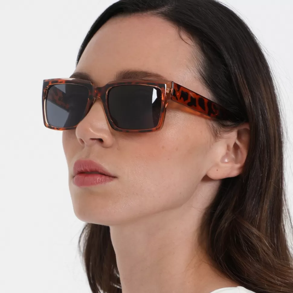 Women Folli Follie Sunglasses^Rectangular Turtle Shell Color Sunglasses