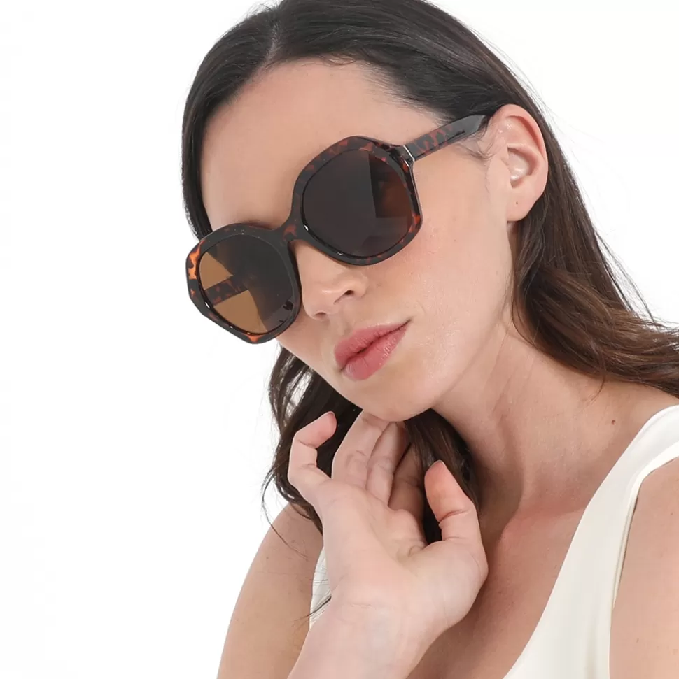Women Folli Follie Sunglasses^Rounded Polygonal Turtle Shell Color Sunglasses