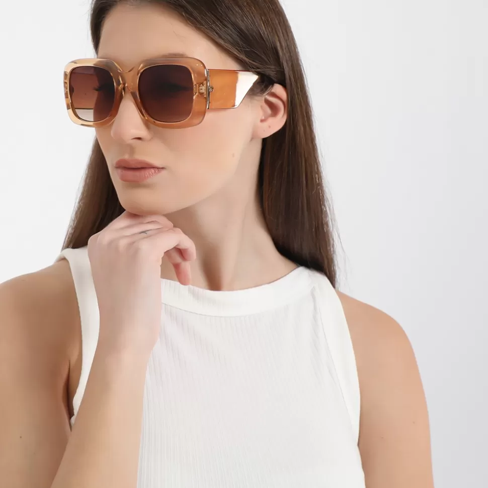 Women Folli Follie Sunglasses^Sunglasses Medium Square Mask In Transparent Brown Color