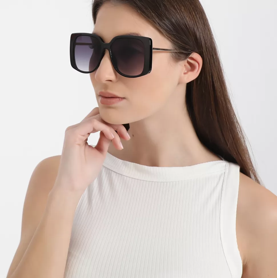 Women Folli Follie Sunglasses^Sunglasses Oversize Square Mask In Black Color