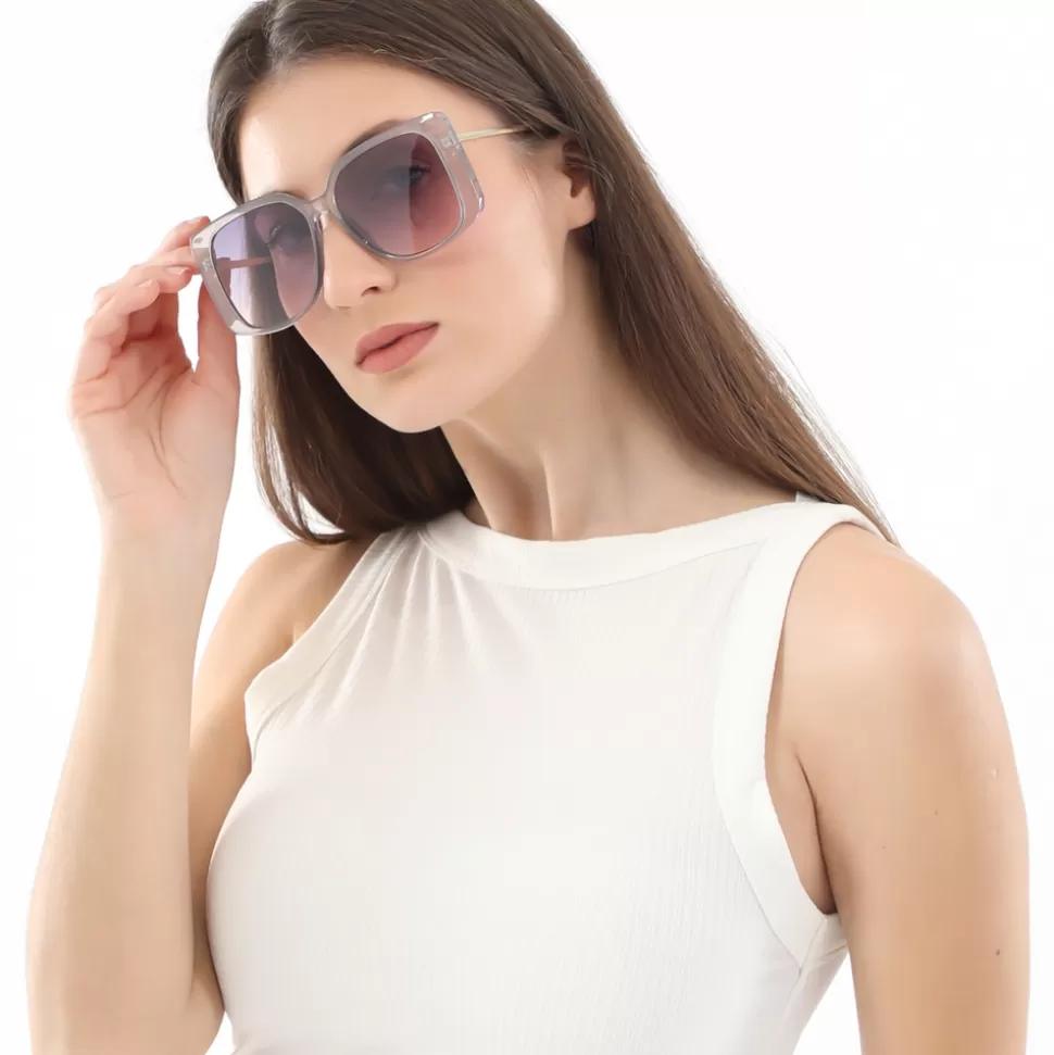 Women Folli Follie Sunglasses^Sunglasses Oversize Square Mask In Transparent Gray Color