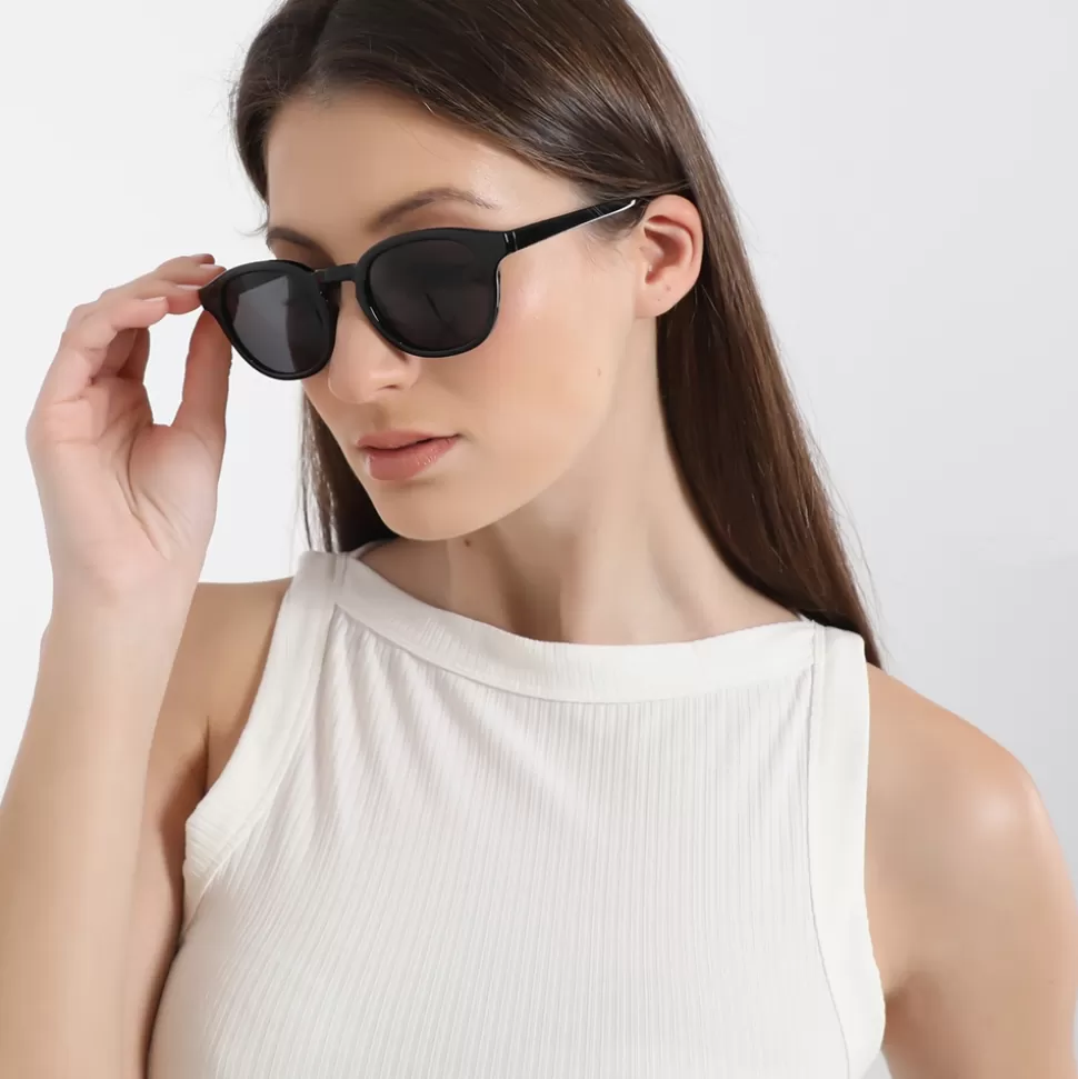 Women Folli Follie Sunglasses^Sunglasses Rounded Mask In Black Color