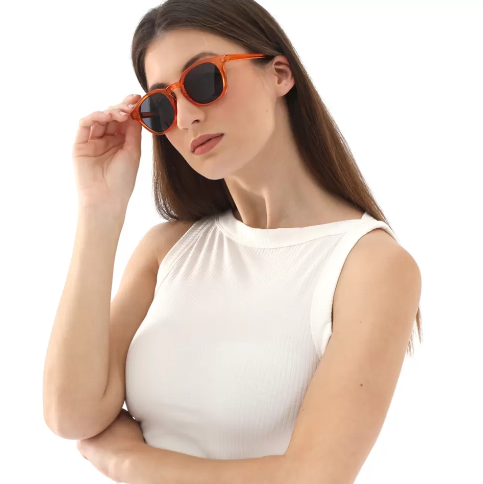 Women Folli Follie Sunglasses^Sunglasses Rounded Mask In Transparent Orange Color