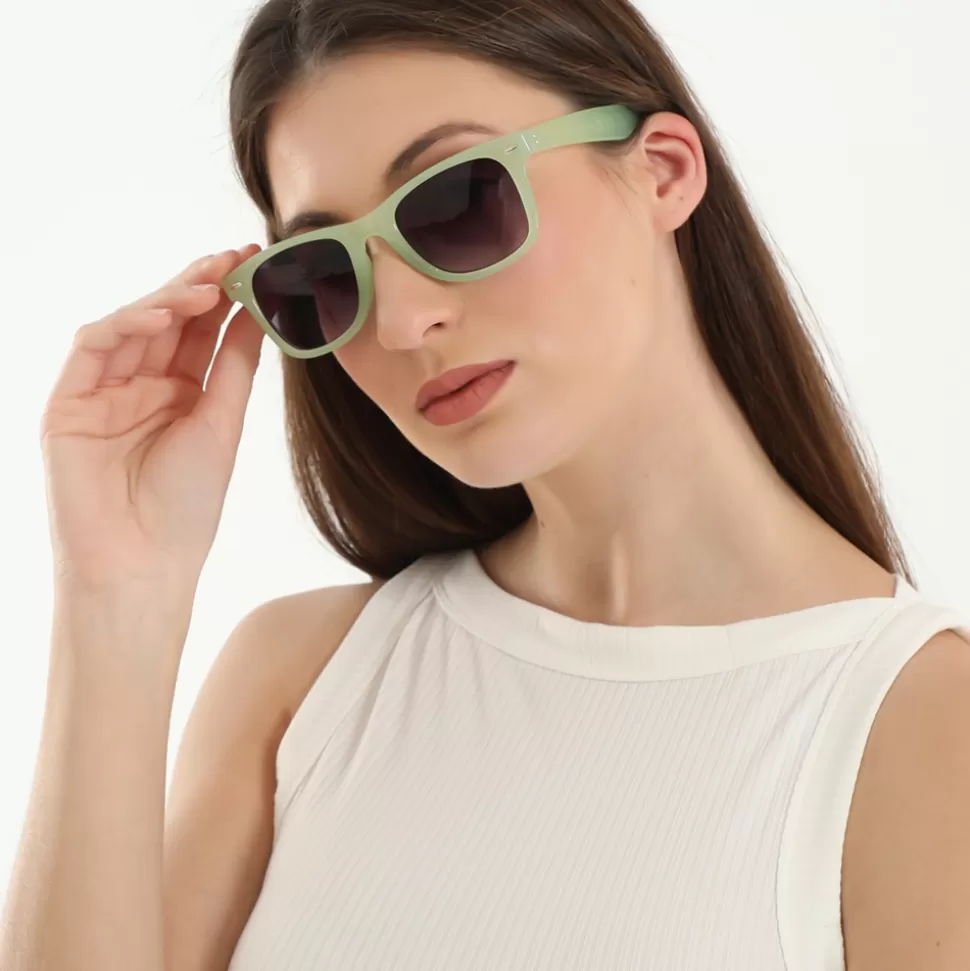 Women Folli Follie Sunglasses^Sunglasses Squared Mask With Metallic Details In Green Color
