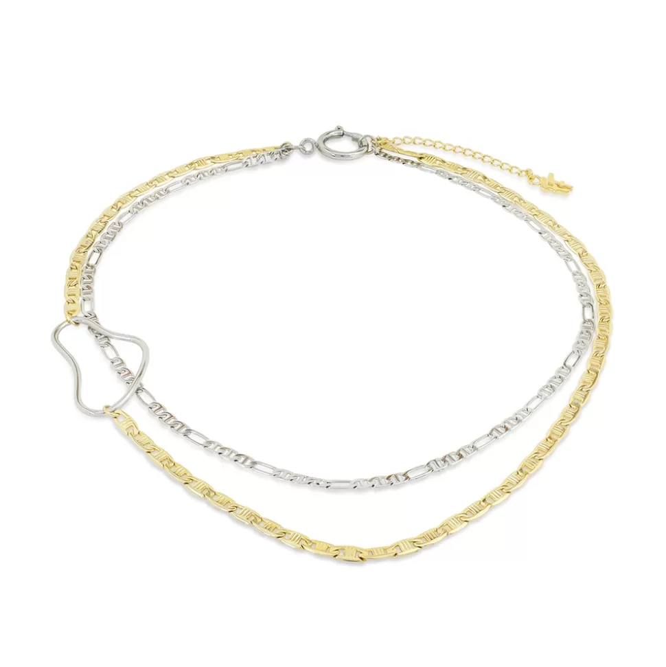 Women Folli Follie Necklaces^The Chain Addiction Bi-Color Double Chain Necklace With Link