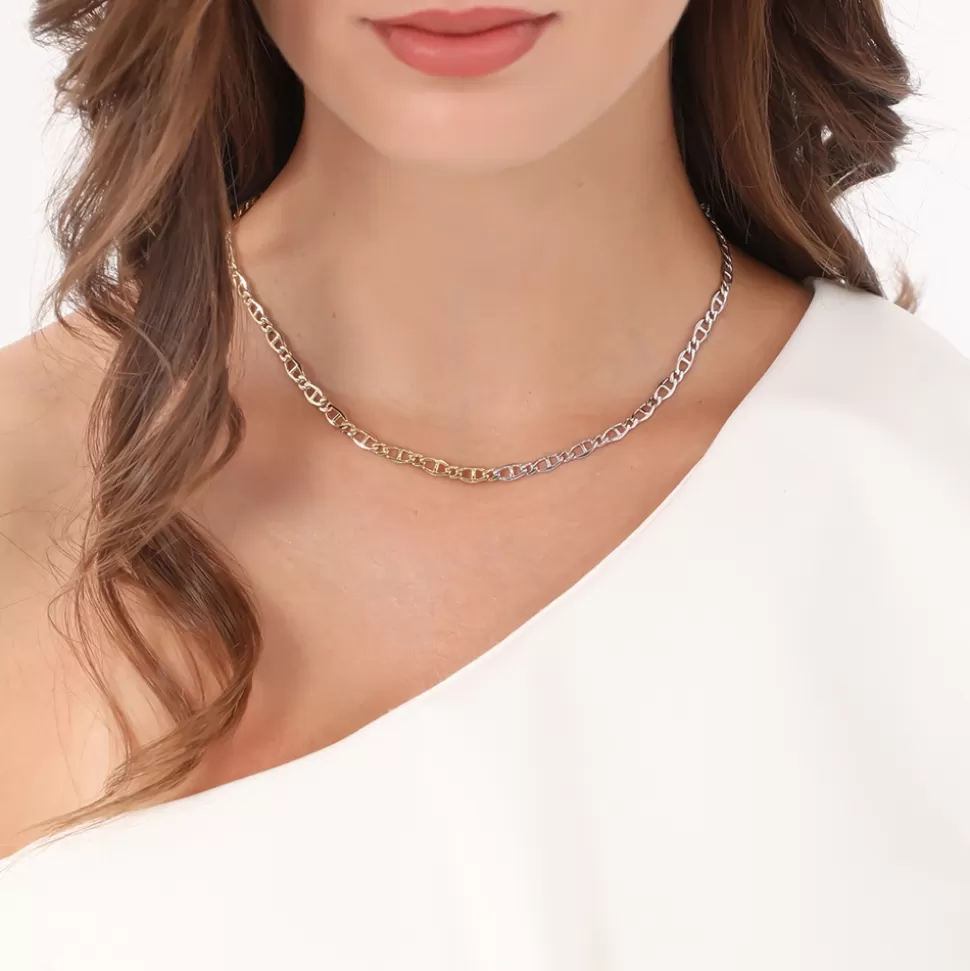 Women Folli Follie Necklaces^The Chain Addiction Bi-Color Short Flat Chain Necklace