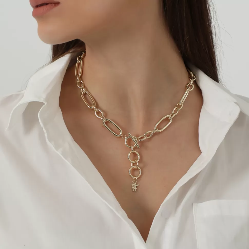 Women Folli Follie Necklaces^The Chain Addiction Gold Plated Necklace With Oval And Round Links