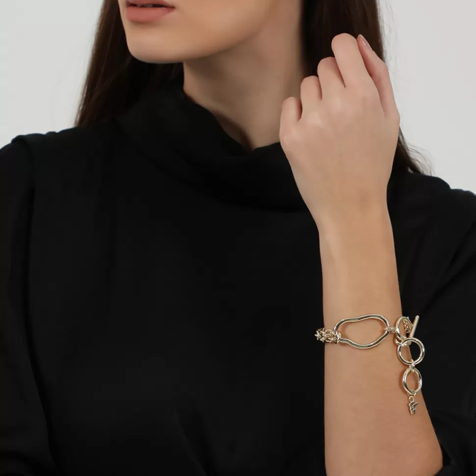 Women Folli Follie Bracelets^The Chain Addiction Gold Plated Thick Bracelet With Irregular Link