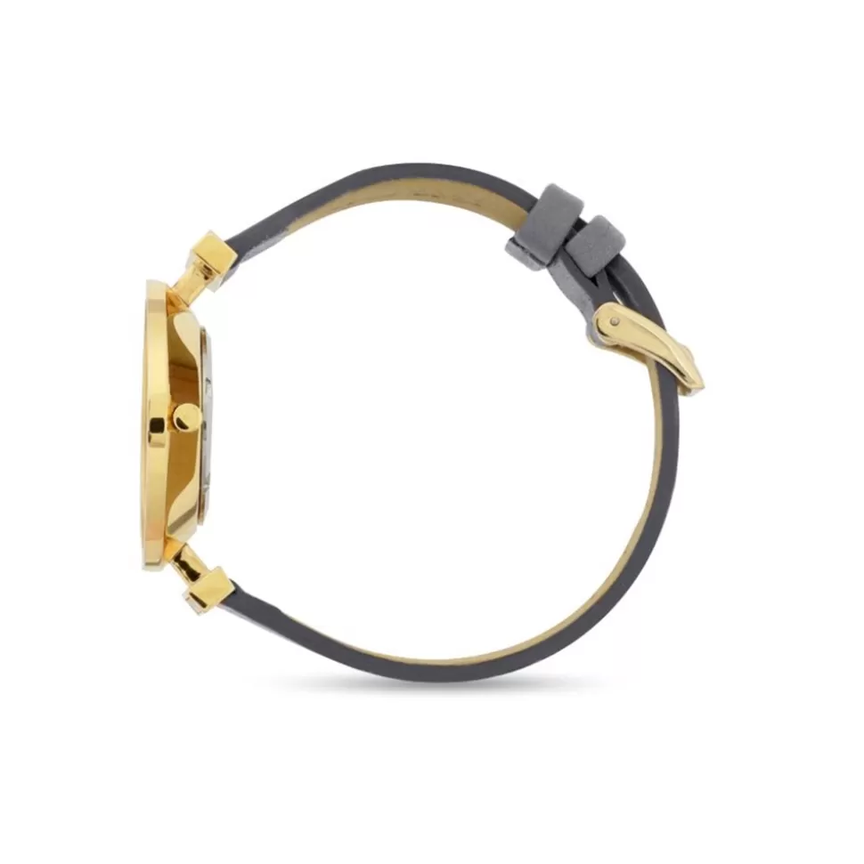 Women Folli Follie Leather Strap^Vintage Dynasty Gold Plated Watch With Leather Strap