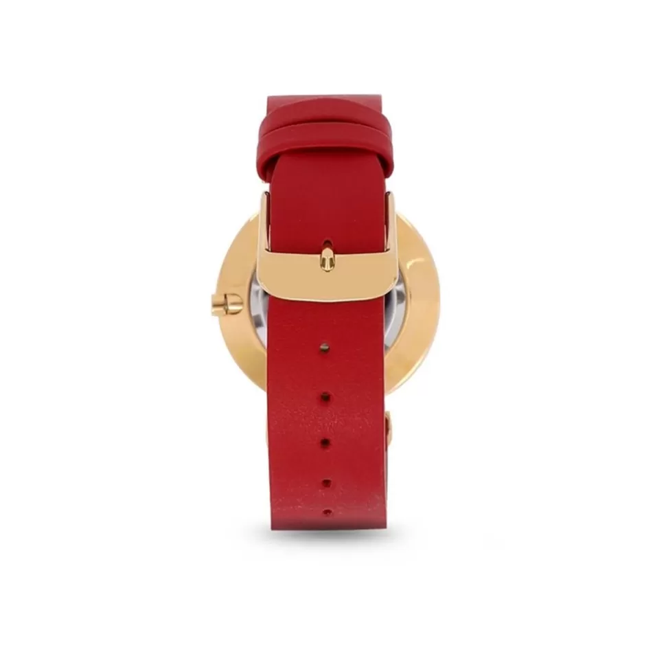 Women Folli Follie Leather Strap^Vintage Dynasty Gold Plated Watch With Leather Strap